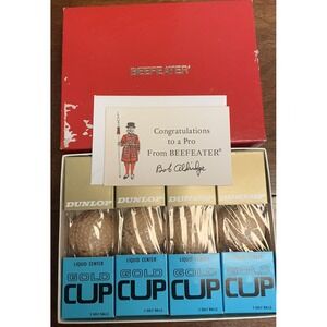 Vtg Dunlop Gold Cup Beefeater Gin 12 Golf Balls Liquid Center NOS Sealed Boxed